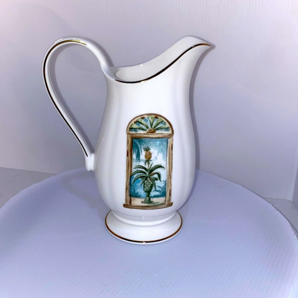 Lenox Vintage British Colonial Scenic Creamer Pitcher Tropical Window Scene EUC
